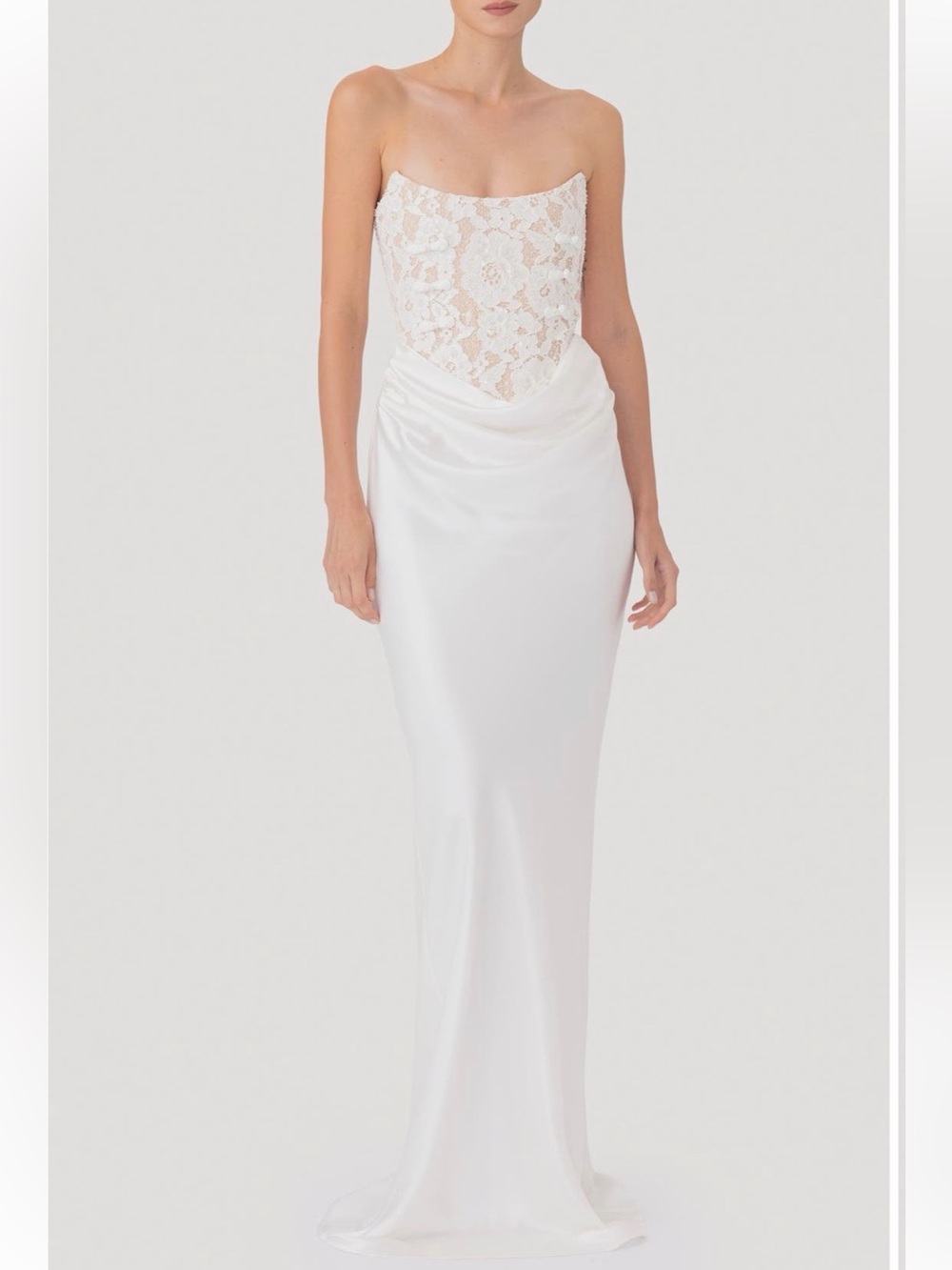 SAU LEE Blair Lace Bodice Strapless Gown